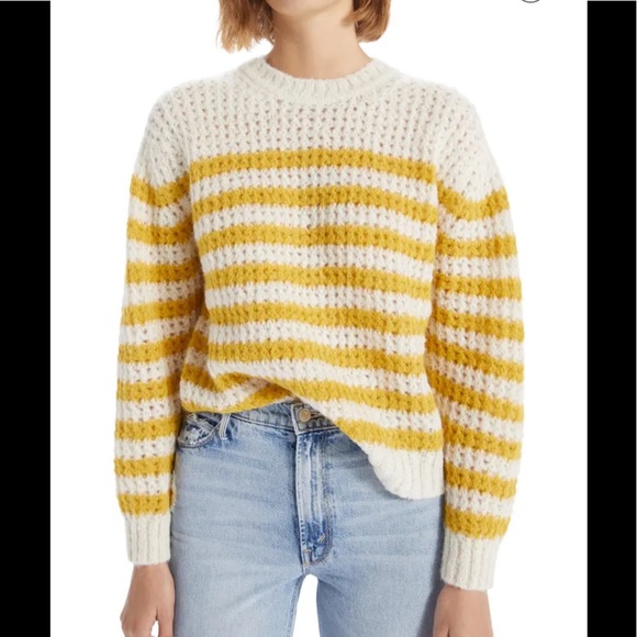 MOTHER Sweaters - NWT Mother Yellow White Striped Chunky Crew Sweater